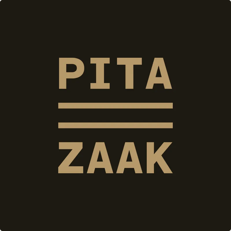 PitaZaak-logo, goud op donker