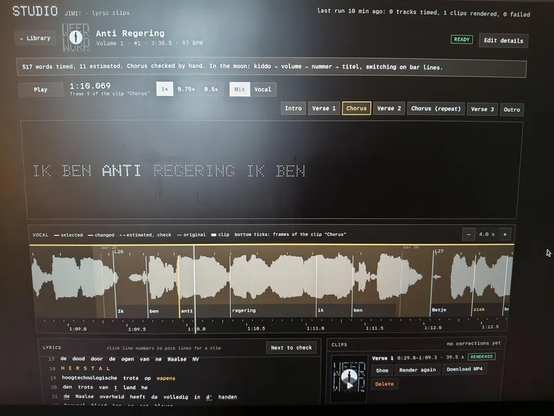 Custom production studio for the JIMI! lyric clips